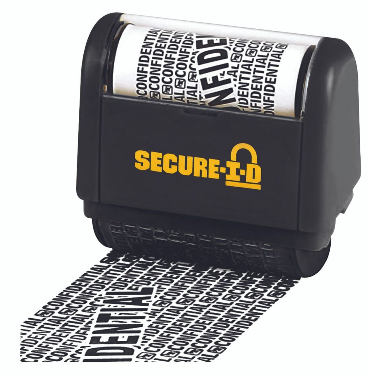 Secure-ID Security Roller Stamp, 1-1/2" wide impression with adjustable length, Black Ink
